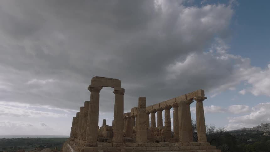 A monument is in decay with only pillars left