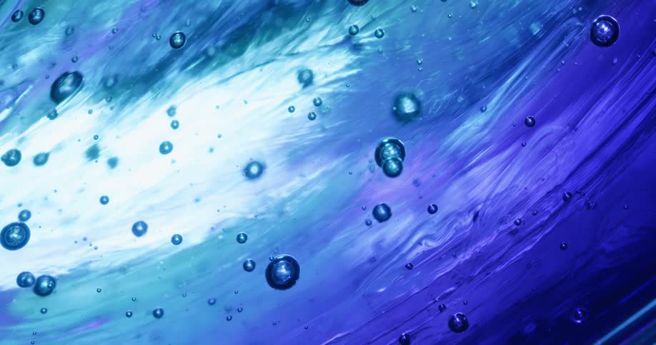 The bubbles move in the blue gel