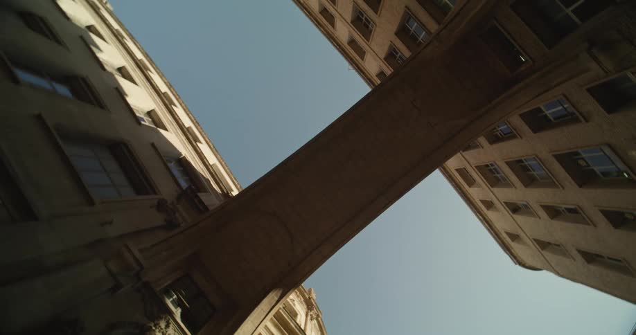 A bridge gaps the two buildings together