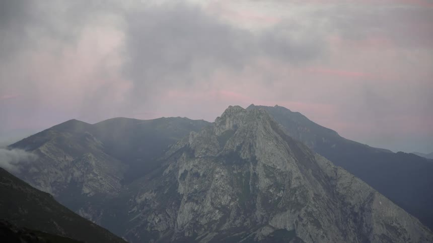 Fog is covering the Cantabrian mountains in Northern Spain