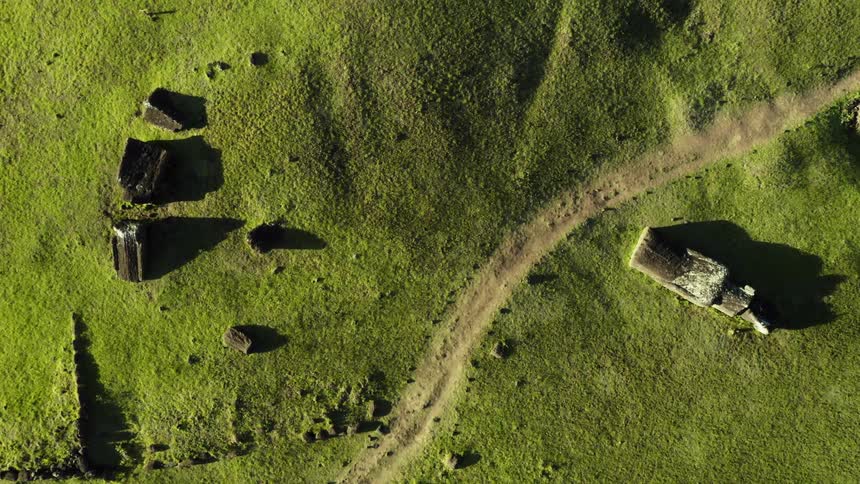 The trail runs through the grass