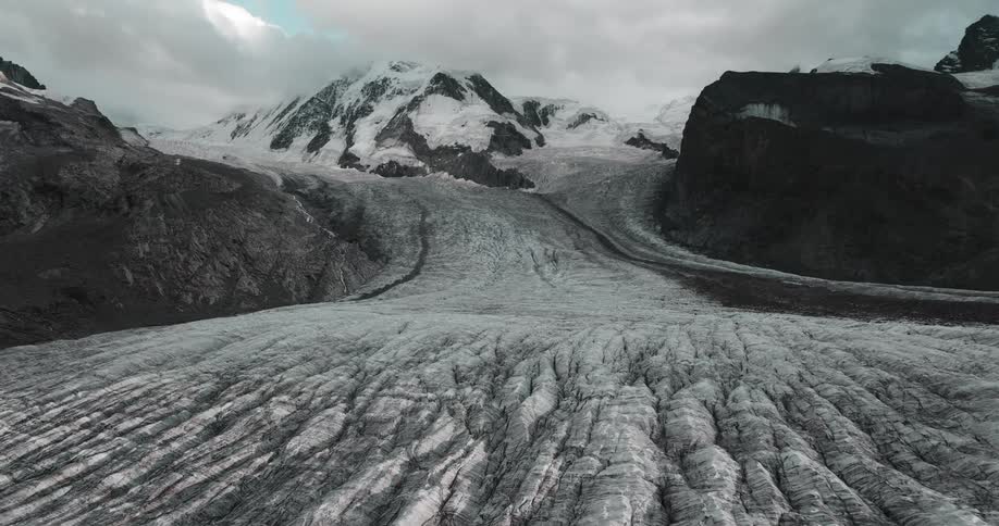 The mountain is covered with ice