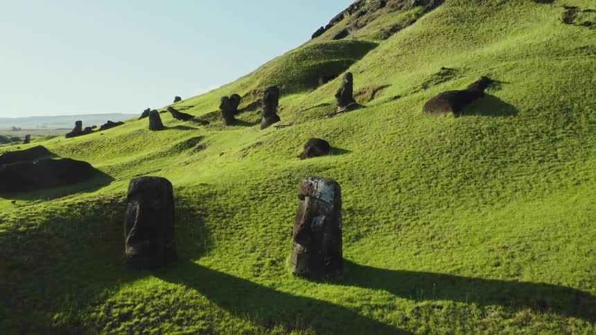The mountain is covered with stone sculptures