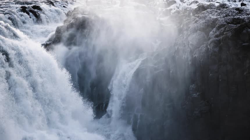 The waterfalls rage and fall