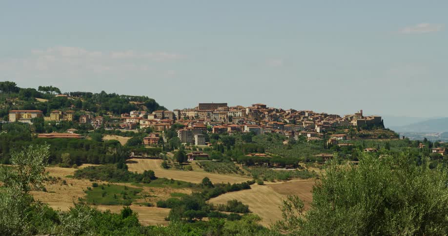 A view of houses out on a hill