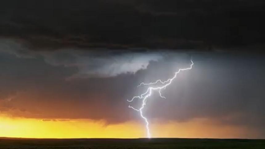 Lightning shots through the storm clouds