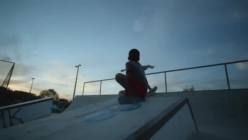 A view of a guy skateboarding