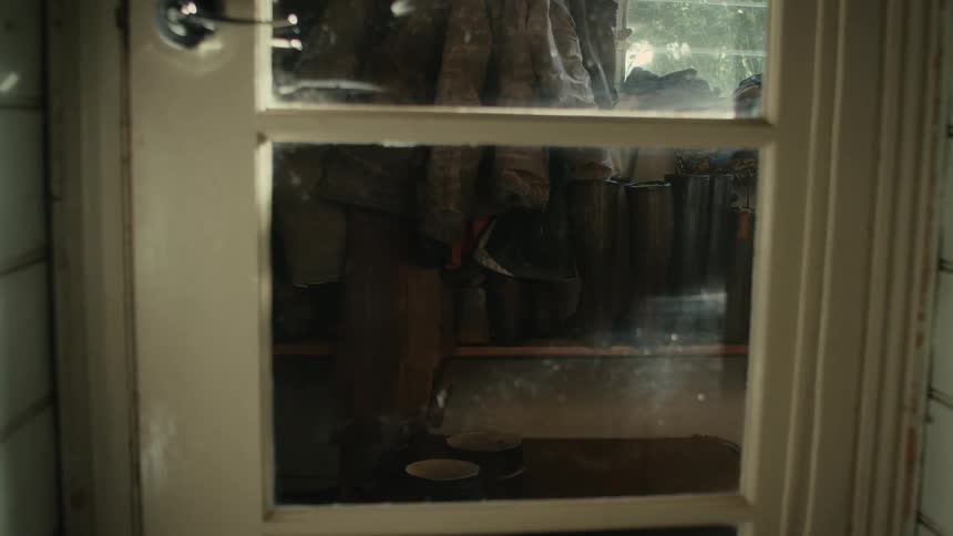 A glass door inside a home