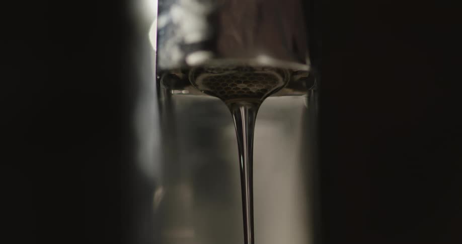 The faucet slowly pours water