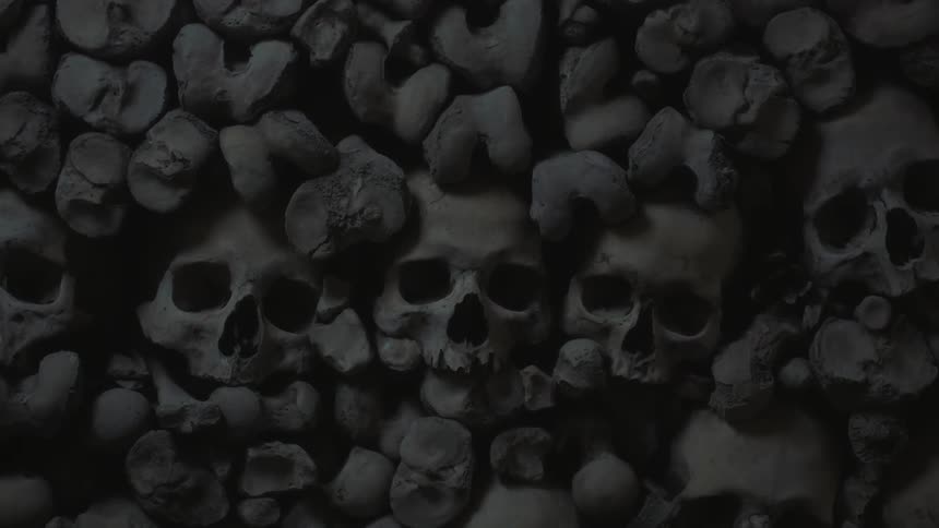Skulls and bones form a wall