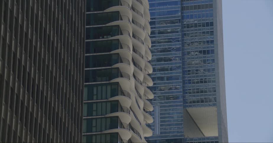 The tall building has many windows