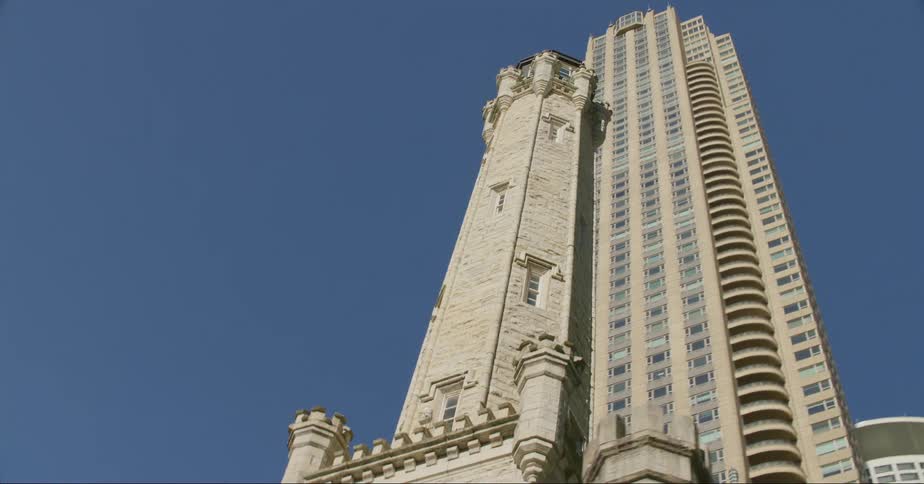 A tower and high rise office buildings in a city