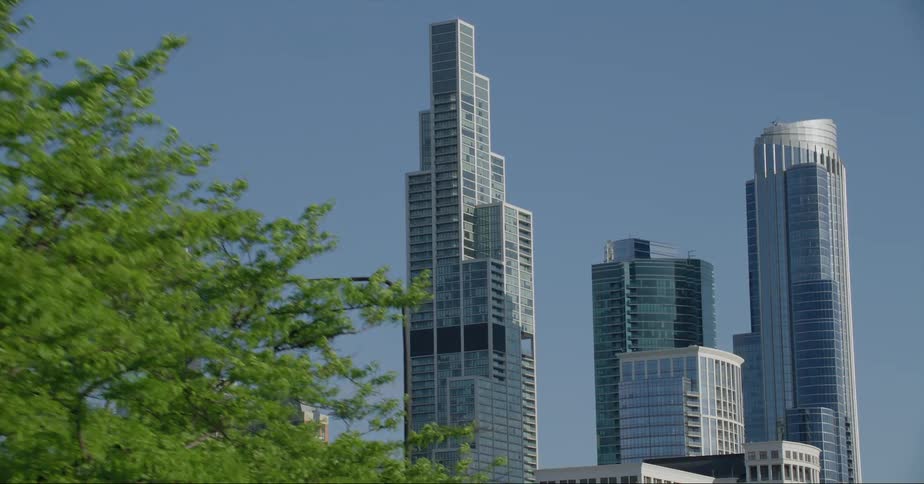 High rise office buildings in a city