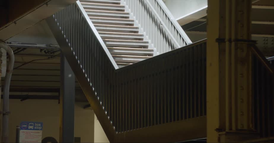 Steps inside a parking garage