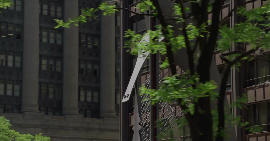 Metal artwork is outside the building