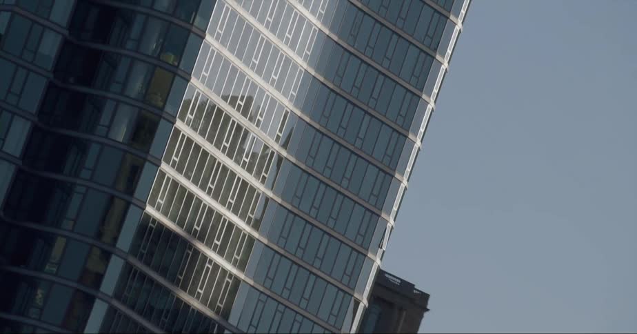 Exterior view of tall office buildings in the city