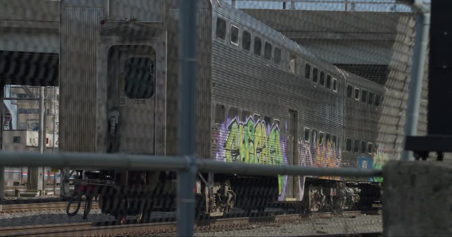 A train stopped on train tracks
