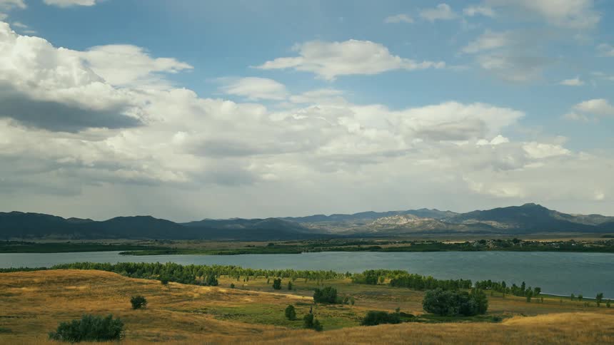 A hill overlooking the lake landscape