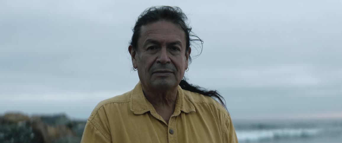A man is standing by the ocean