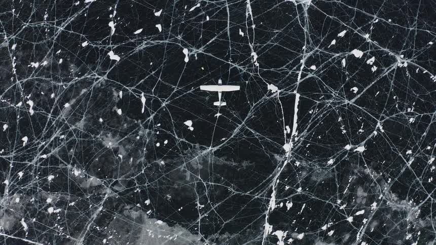 Topview of on an arctic landscape / frozen lake