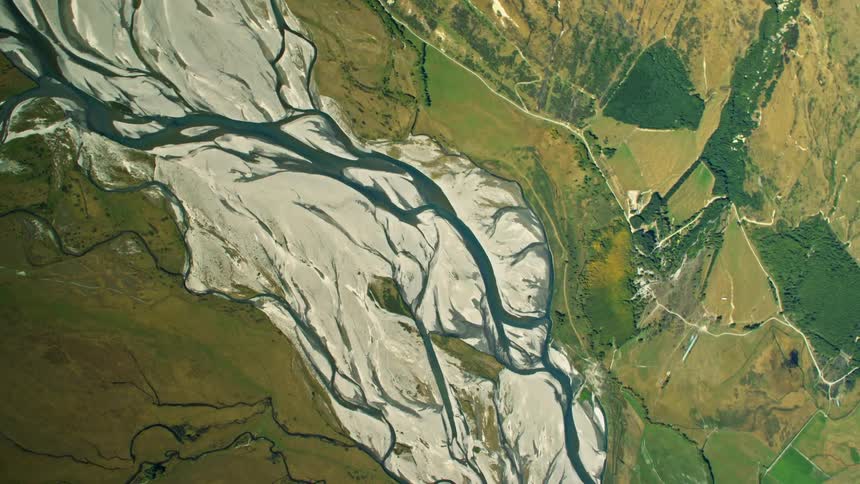 An aerial view of a river