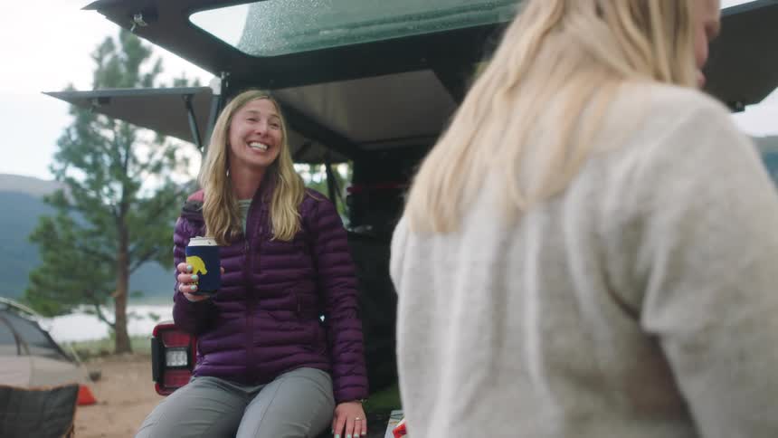 Two women out camping