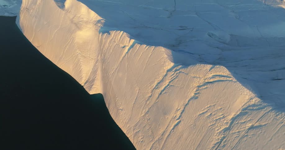 Aerial view of icebergs in the ocean