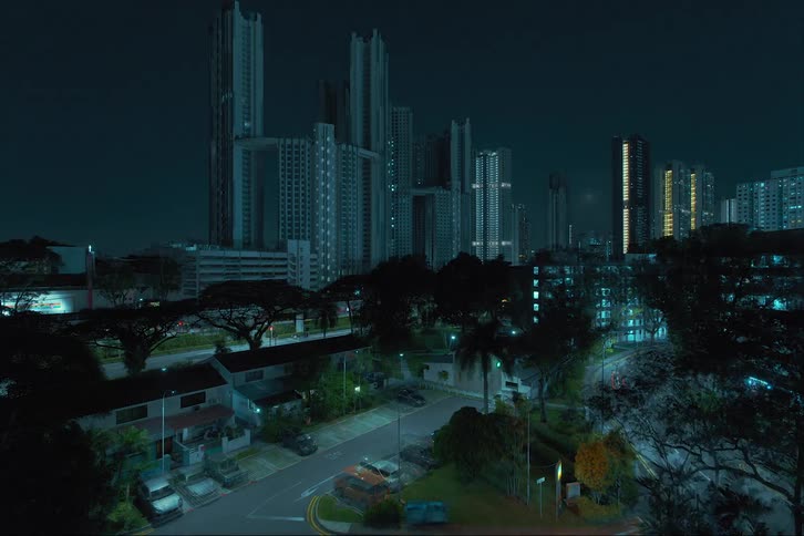 Time lapse of high rise buildings and skyscrapers being built at night