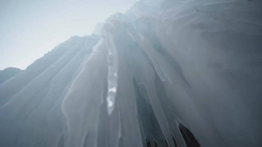 Frozen icicles outside in winter