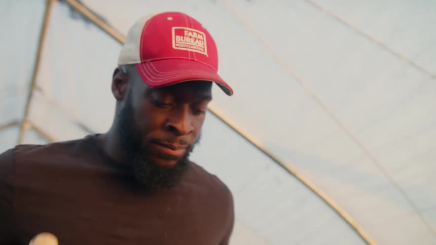 A man is working the farm