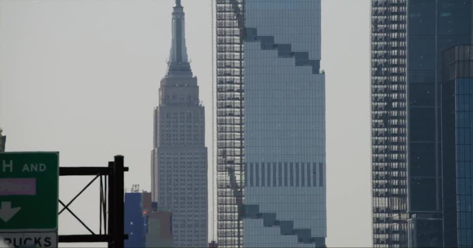 Skyscrapers and traffic signs in a large city