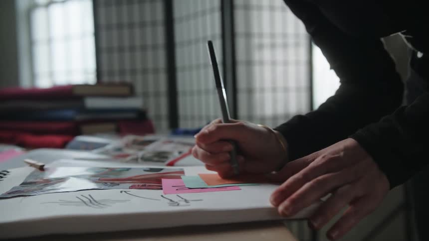 A man writes a message on a sticky note