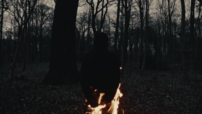 The fire spreads all over the man