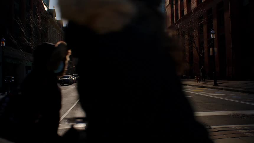 Pedestrians cross a street in a metropolis during the day