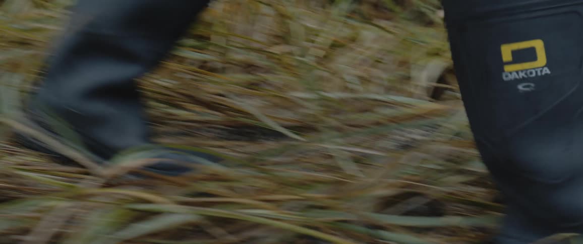 A person is walking through the tall grass
