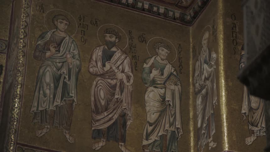 Gilded paintings in a church