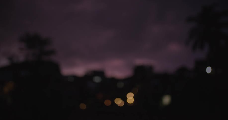 The town is dark with heavy clouds