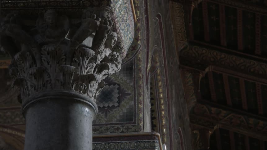 Decorative column in an ancient building
