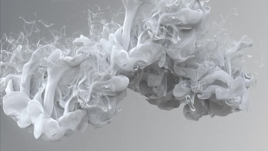 Pale gray mass expands becoming thing and filmy