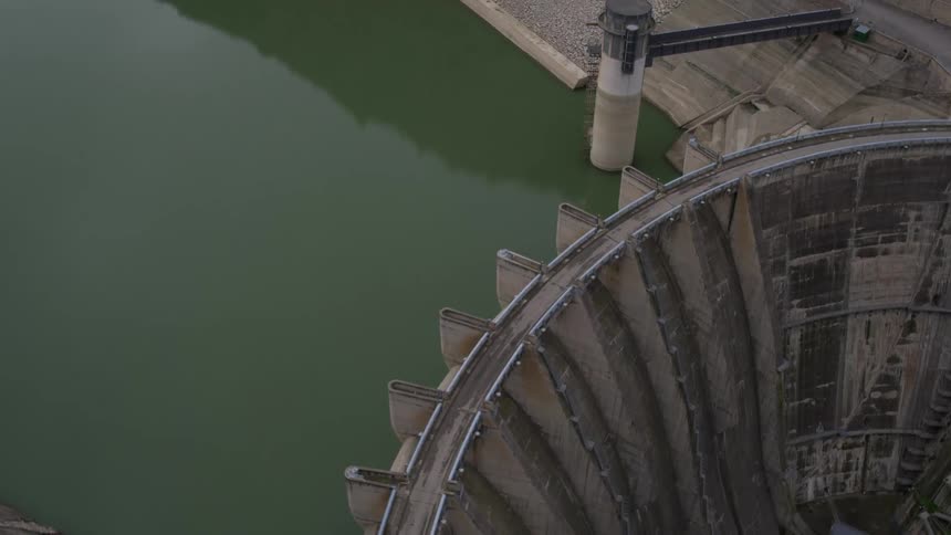 A dam holding back water