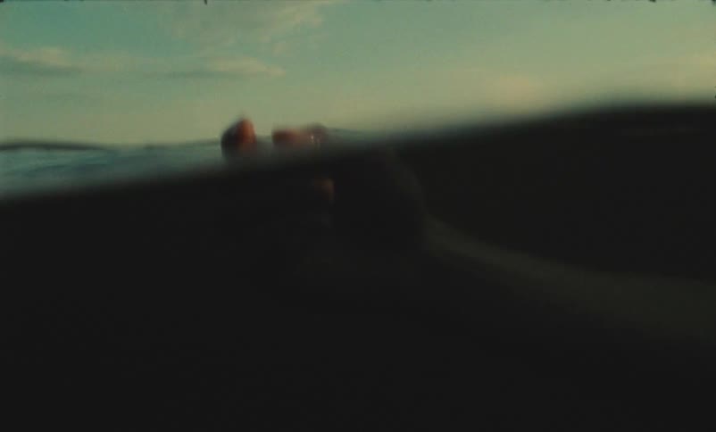 Persons hand floating in water