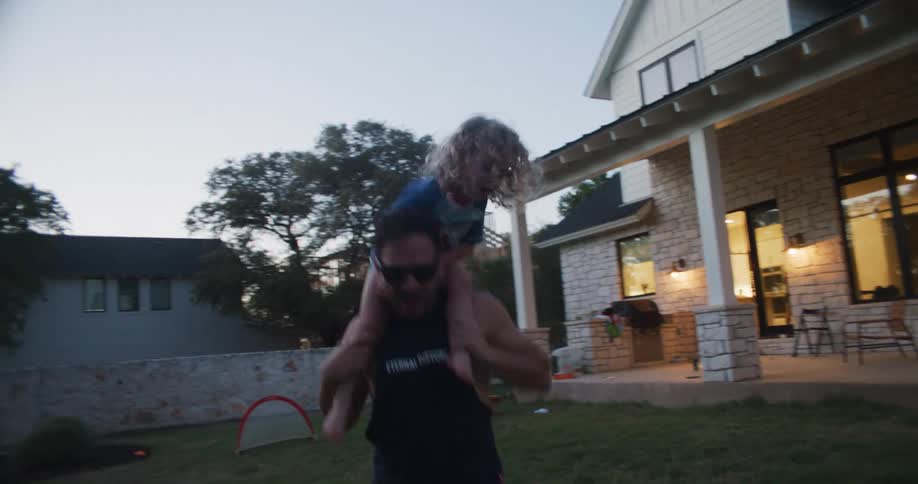 A father and daughter playing