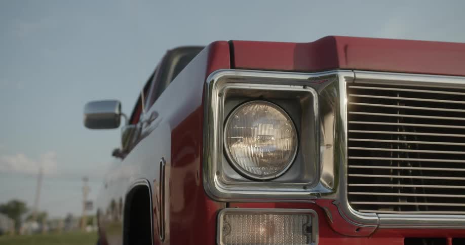 Close up view of a car is displayed outdoors