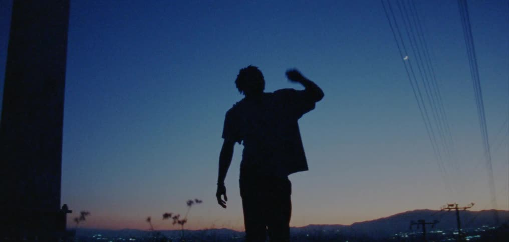 A man stands outside on a vantage point overlooking a suburb
