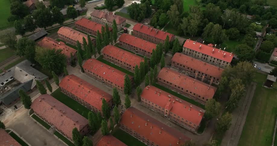 Aerial view of semi detached houses and streets in the city