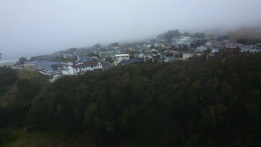 Heavy fog covers the town