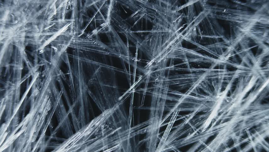 Crystals spread through the ice