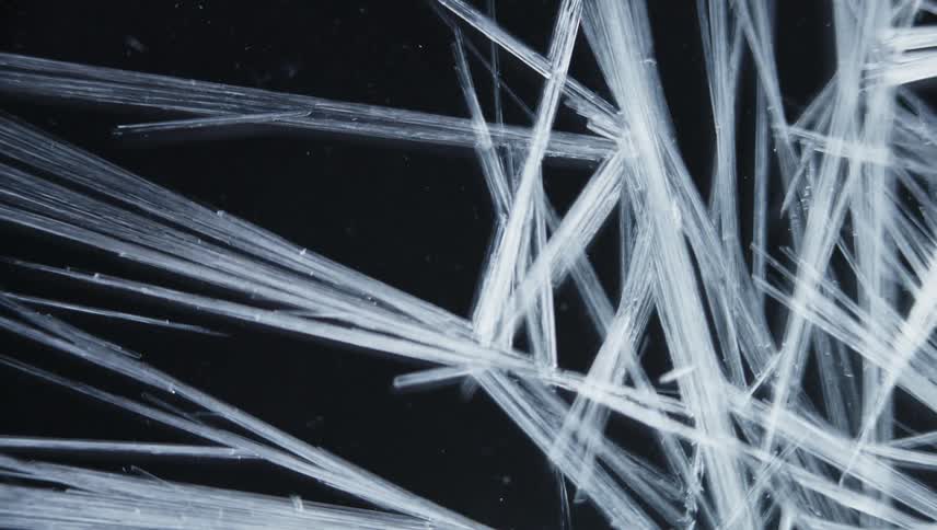 Linear cracks form in broken glass