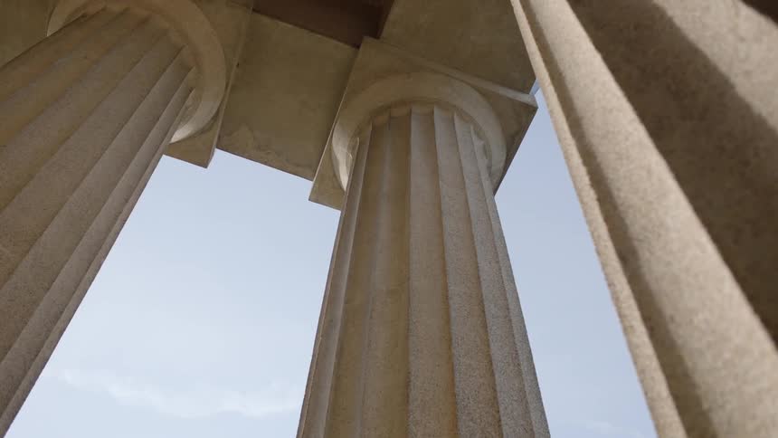 View of decorative columns from below