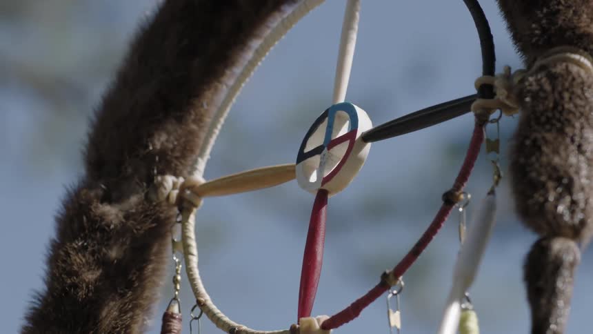 Dream catcher hanging outdoors